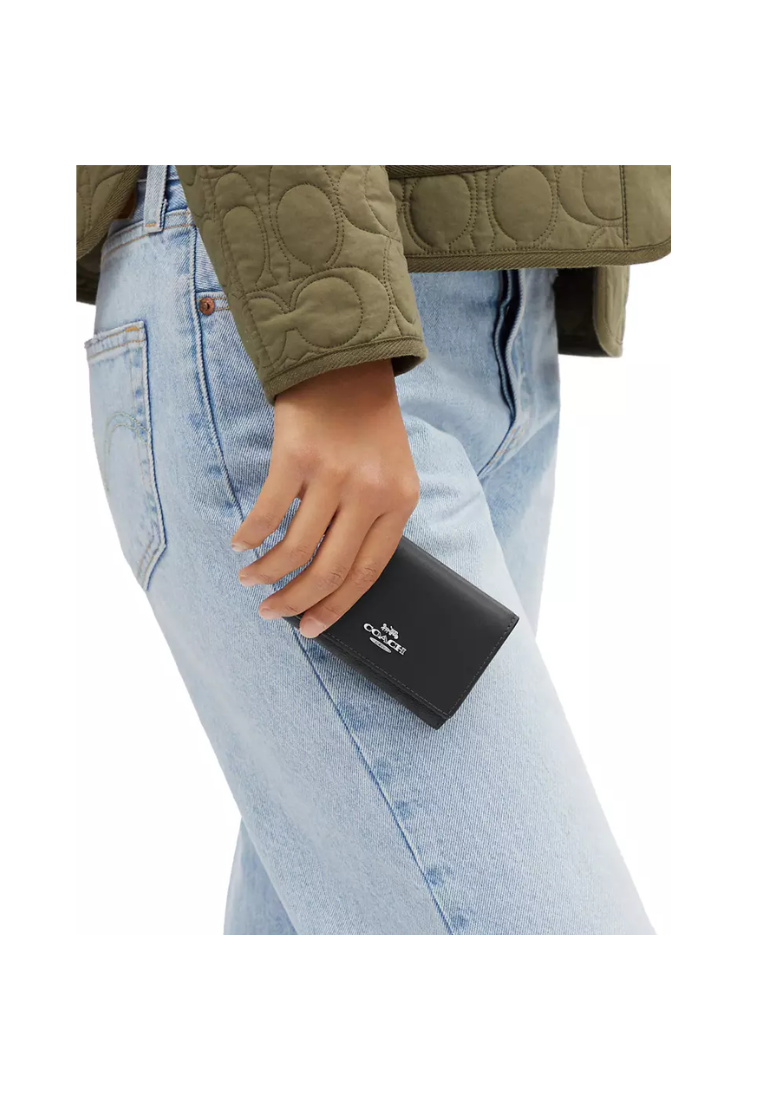 Coach Micro Wallet Signature Canvas In Graphite Black CM761