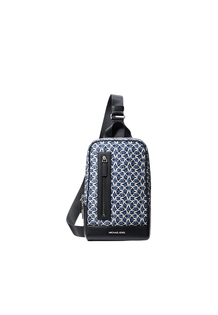 ( PREORDER ) Michael Kors Lautner Logo Print Sling Pack In Navy 37T5LLAC2V