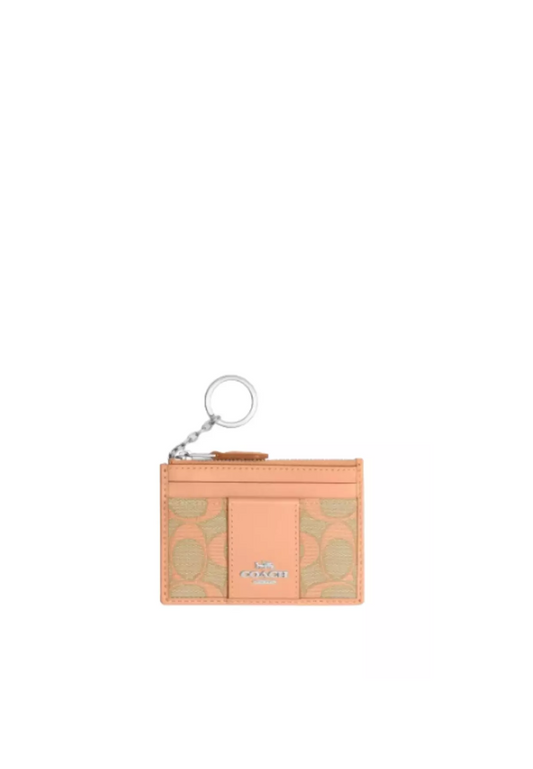 Coach Skinny Id Card Case In Signature Jacquard In Faded Blush CT994