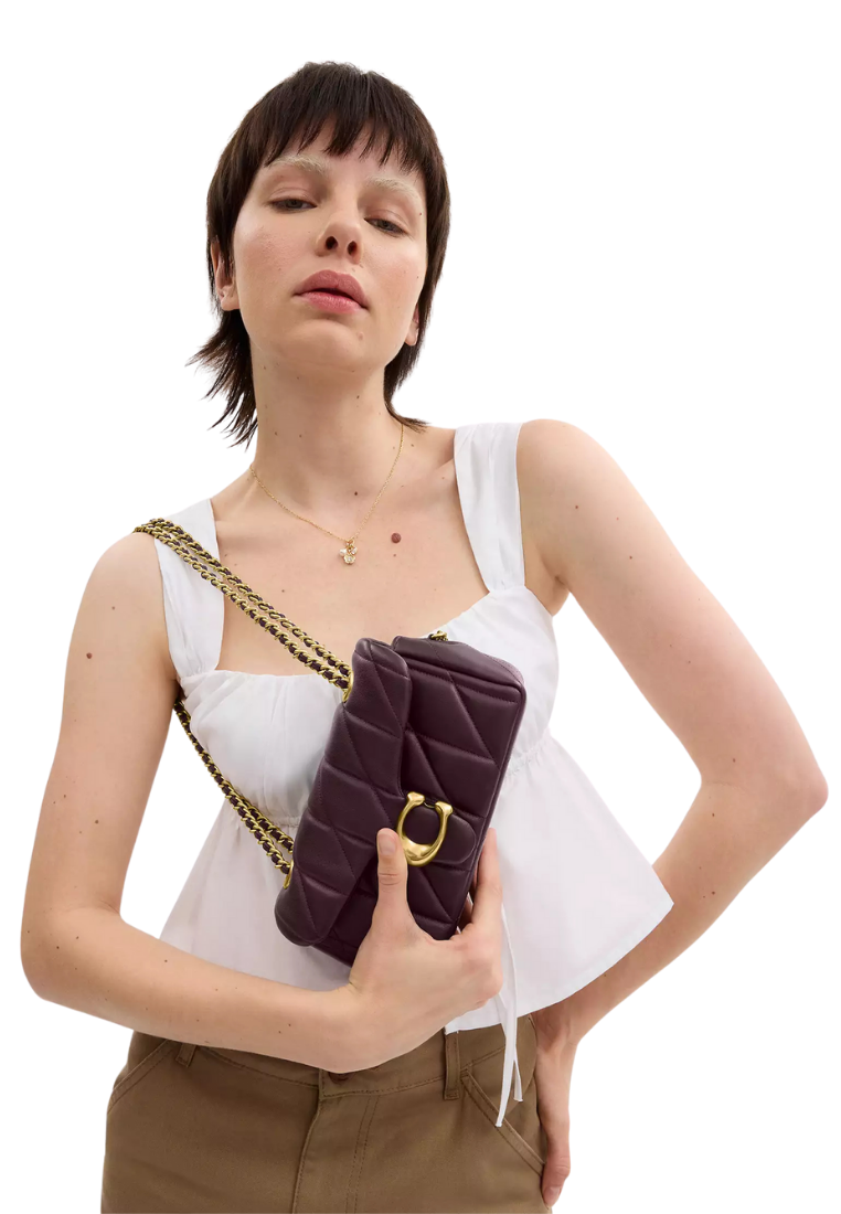 ( PREORDER ) Coach Tabby 20 With Pillow Quilting Shoulder Bag In Black Currant CP149