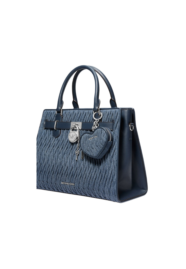 ( PREORDER ) Michael Kors Jet Set Travel Matelassé Denim Heart Coin Pouch In Denim 35S6STVK1C