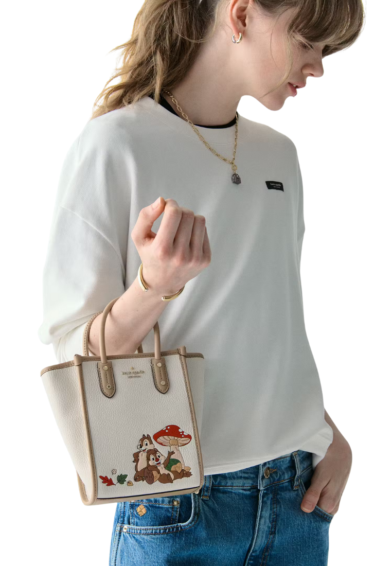 ( PREORDER ) Kate Spade Ella Disney X KSNY Chip N Dale Mini Tote Bag In Meringue Multi KL749