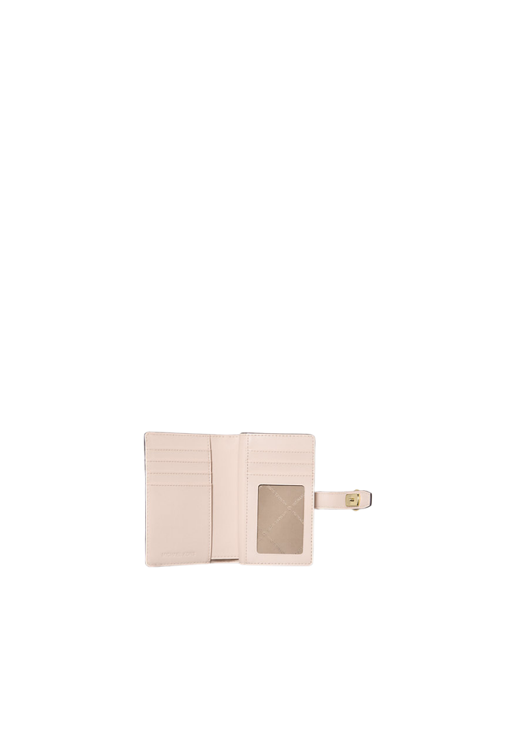 ( PREORDER ) Michael Kors Greenwich Medium Signature Logo Zip-Around Wallet In Optic White Rose Gold 35T5GGRE8V