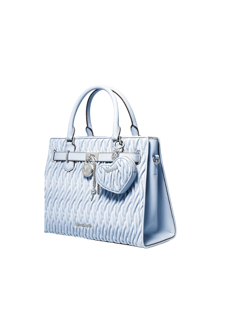 ( PREORDER ) Michael Kors Jet Set Travel Matelassé Heart Coin Pouch In Pale Ocean 35S6STVK1Y