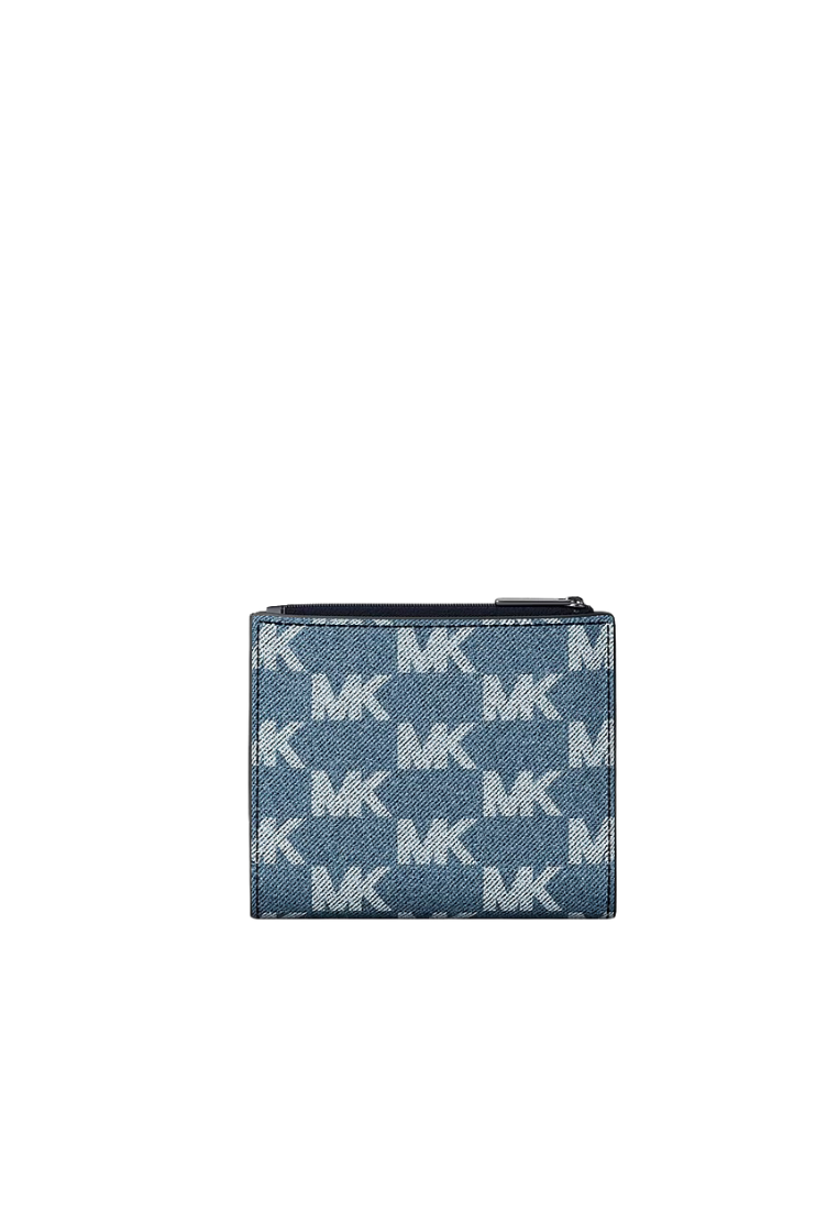 ( PREORDER ) Michael Kors Cooper Medium Logo Jacquard Denim Zip Crossbody Bag In Medium Blue Wash 36S6LCOE8J