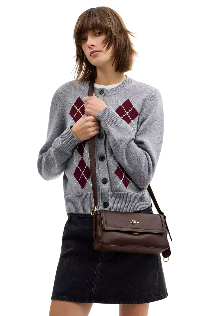 ( PREORDER ) Coach Etta Small Flap Shoulder Bag In Espresso CCV63