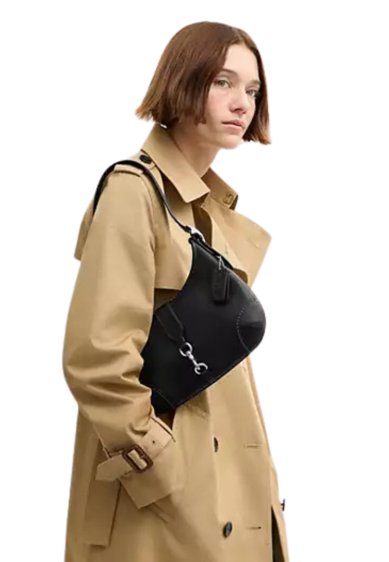 ( PREORDER ) Coach Hampstons Hobo Shoulder Bag In Silver Black CW642