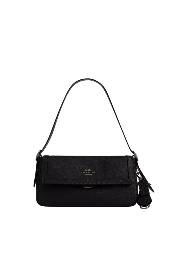 ( PREORDER ) Coach Etta Small Flap Shoulder Bag In Gunmetal Black CCV64