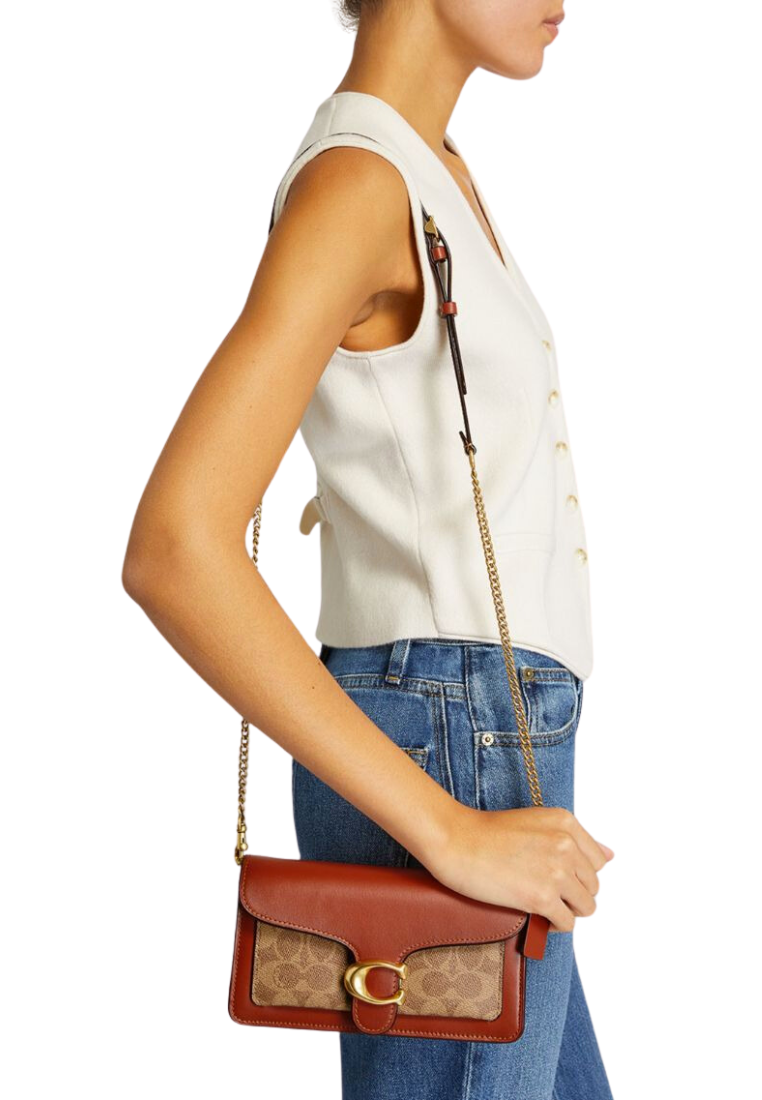 Coach Slim Id Card Case CH415 In Signature Canvas In Light Saddle