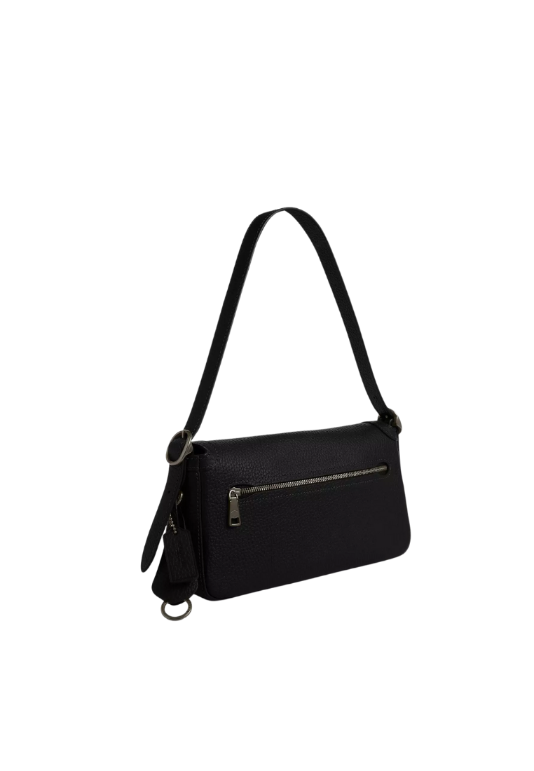 ( PREORDER ) Coach Etta Small Flap Shoulder Bag In Gunmetal Black CCV64