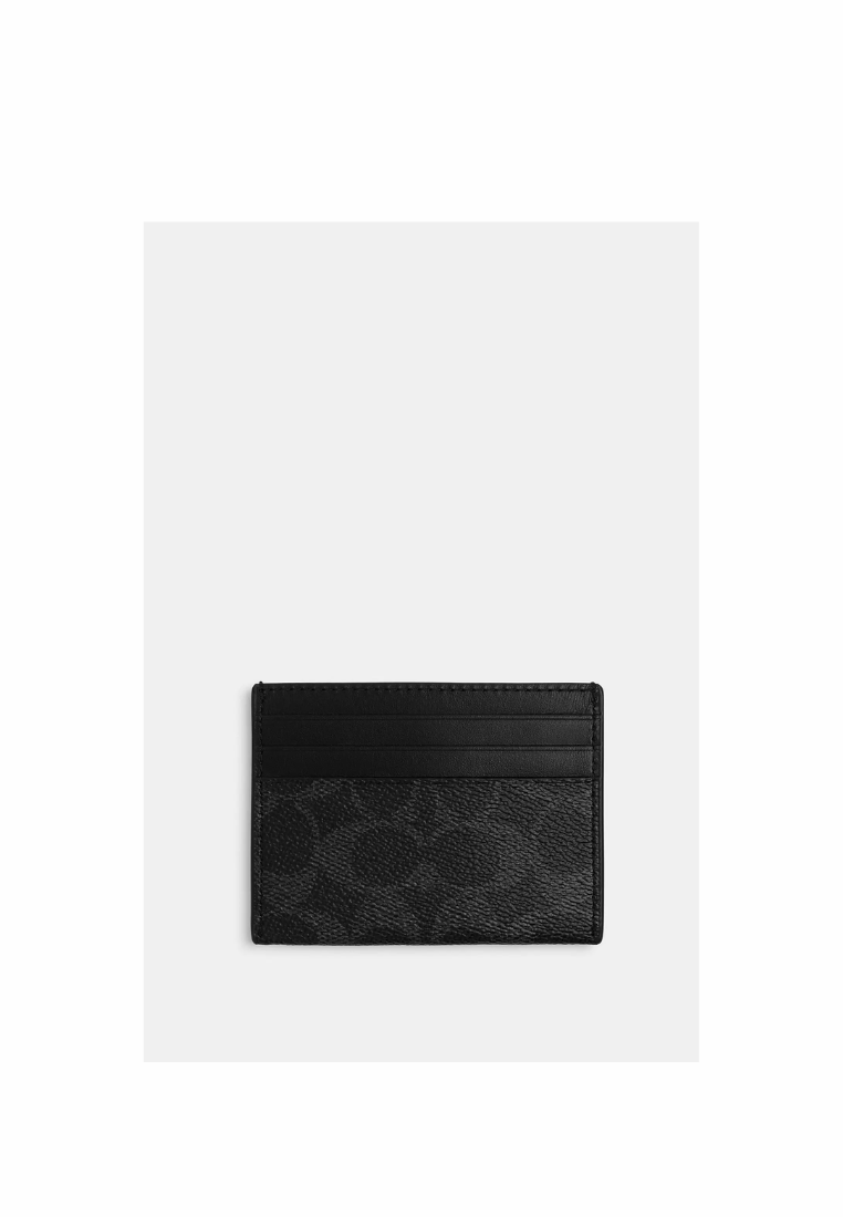 ( PREORDER ) Coach Card Case In Signature Canvas Card Case In Black Signature 936