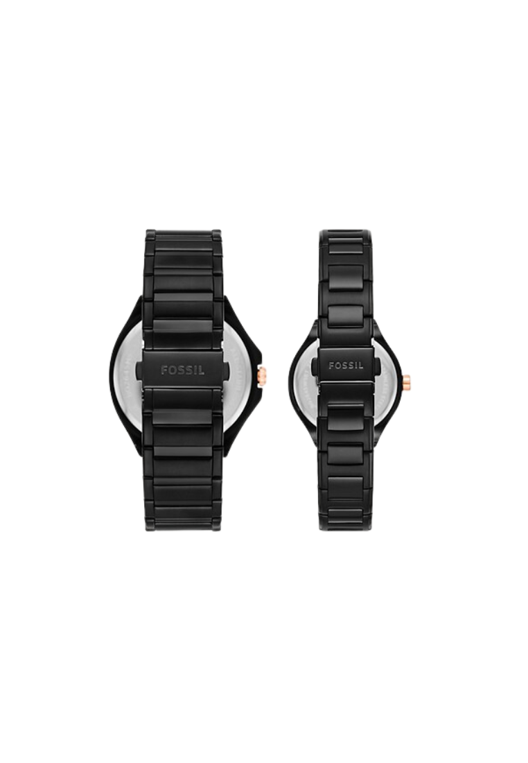 Fossil His and Her Multifunction BQ2645SET Black Stainless Steel Watch