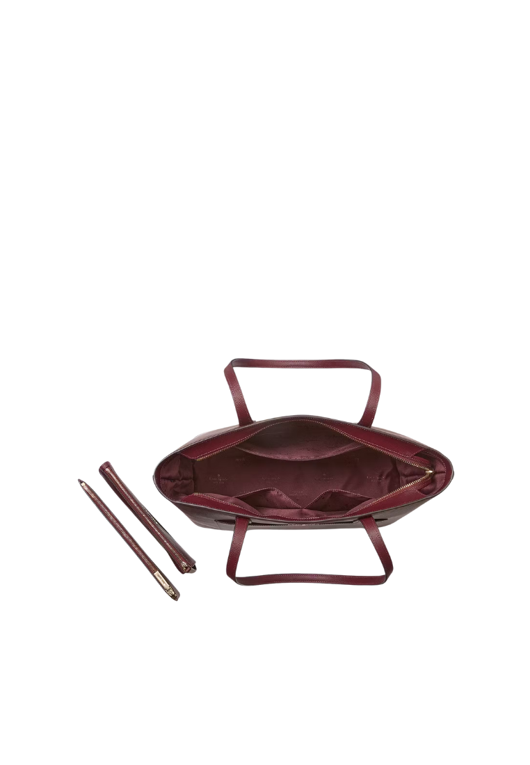 ( PREORDER ) Kate Spade Staci Large Tote Bag In Dark Merlot KF369