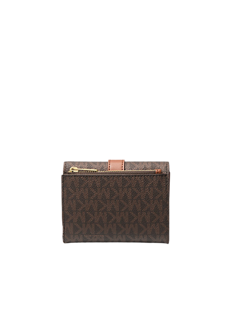 ( PREORDER ) Michael Kors Greenwich Medium Signature Logo Trifold Wallet In Brown 35S5GGRE6B