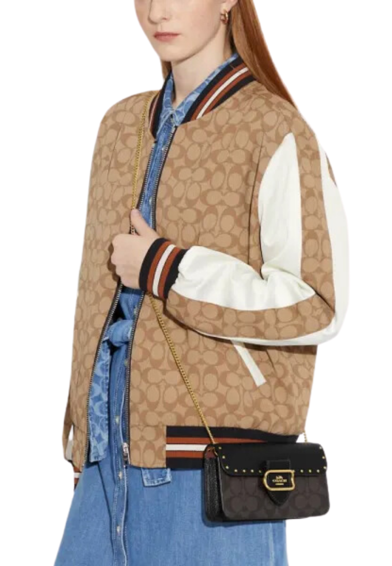 Coach Morgan Crossbody Bag Colorblock Signature Canvas In Brown Black Multi CF474