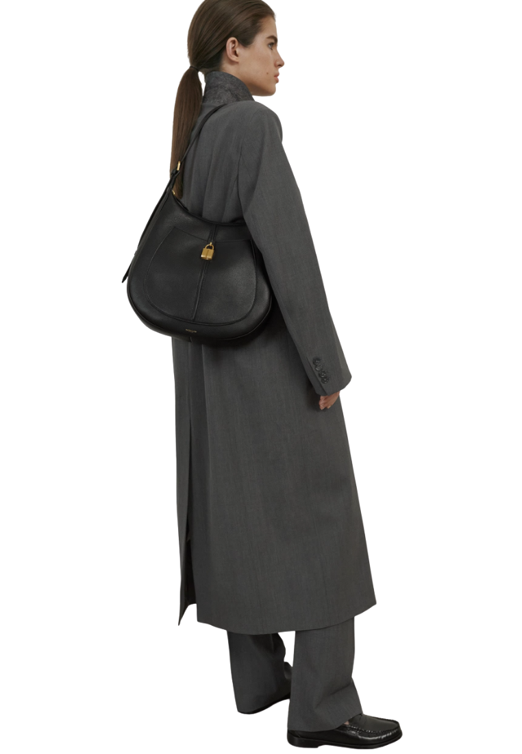 ( PREORDER ) Demellier The Siena Hobo Shoulder Bag In Black DE011