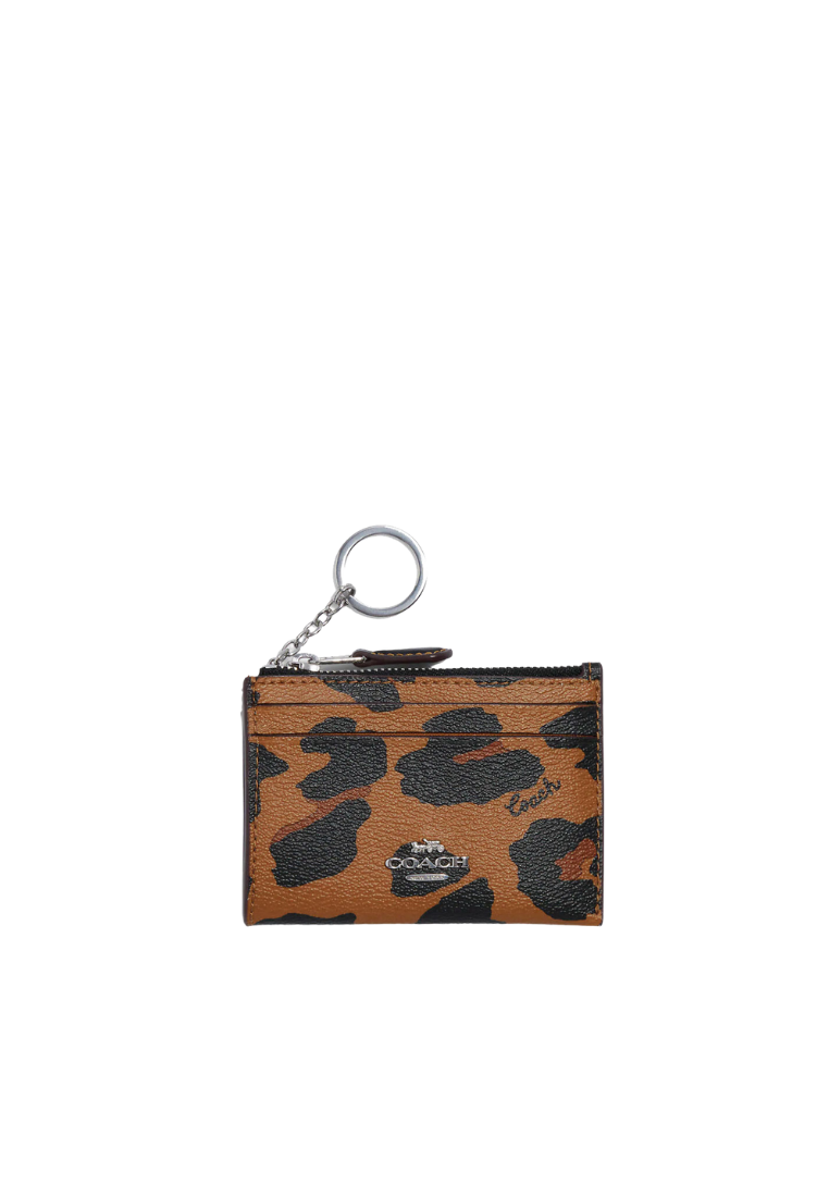 Coach Mini Skinny ID Card Case Leopard Print In Light Saddle Multi CC870