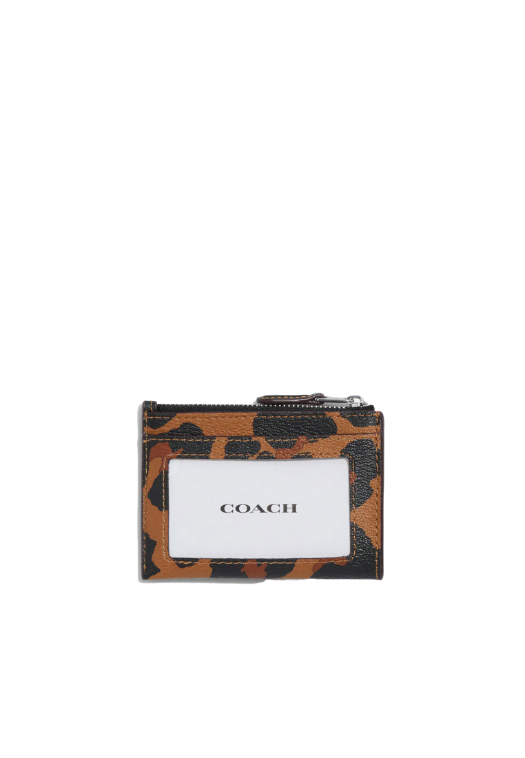 Coach Mini Skinny ID Card Case Leopard Print In Light Saddle Multi CC870