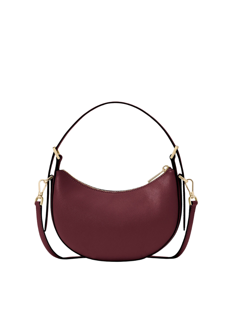 Kate Spade Nova Floral Applique Crescent Handbag Bifold In Dark Merlot KL938