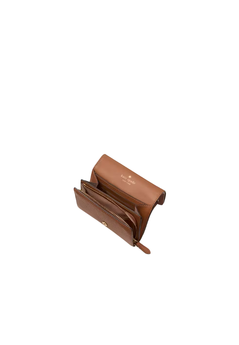 ( AS IS ) Kate Spade Kayla Small L-Zip Wallet In Warm Ginger KK056