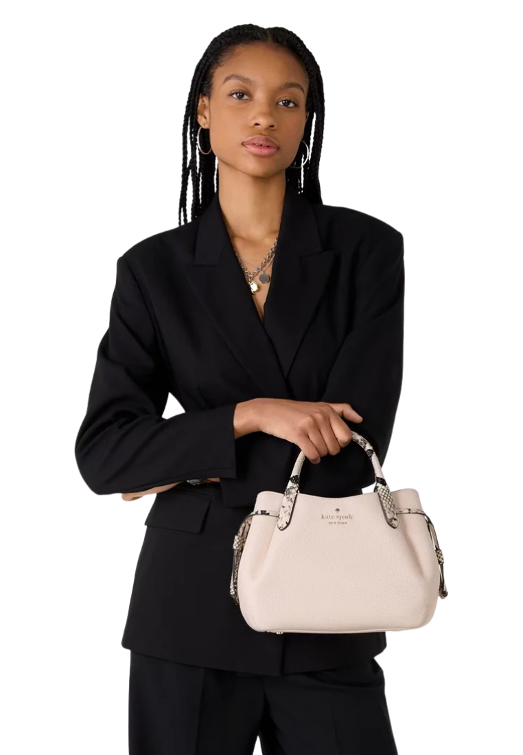 Kate Spade Dumpling Satchel Bag Pebble and Snake Embossed Small In Shimmer Pink KK095