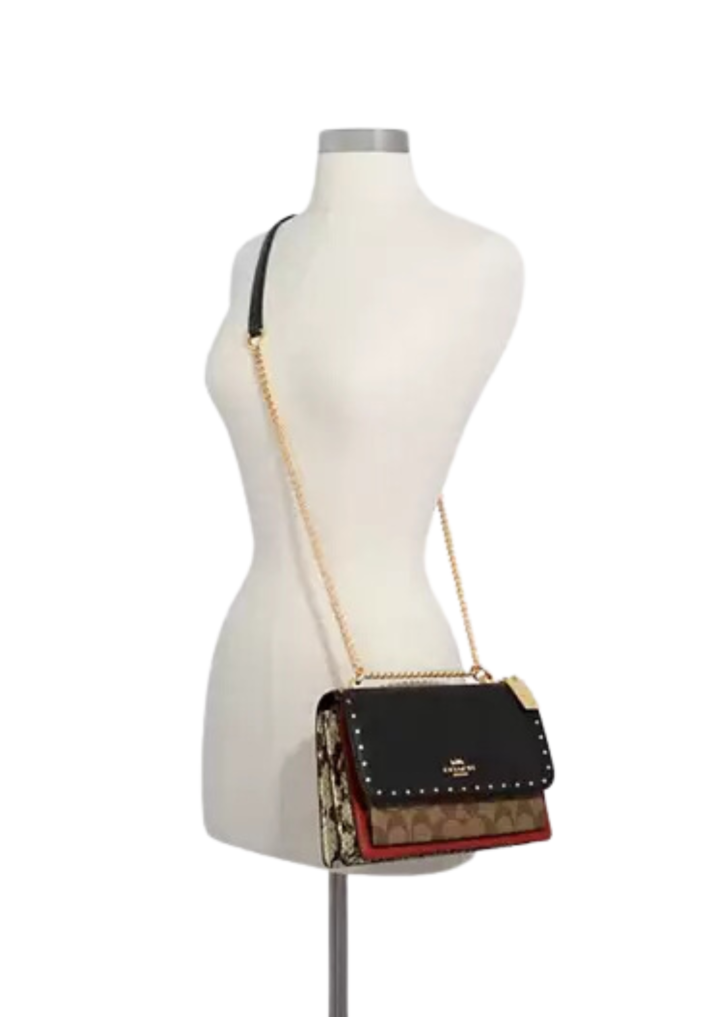 Coach Signature Klare Crossbody Bag WIth Rivets 90400 In Khaki Multi