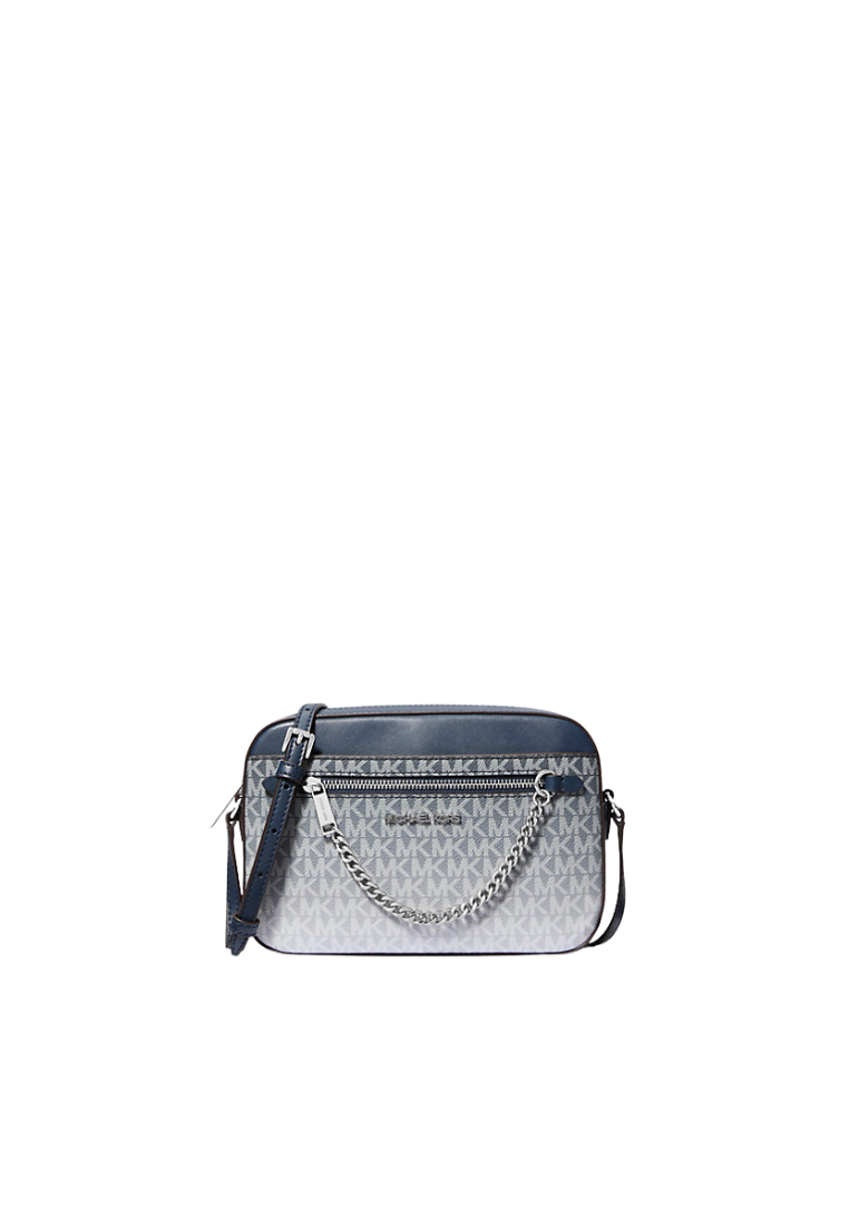 Michael Kors Signature Logo Ombre Jet Set Large Crossbody Bag In Navy Bleu Marine 35R5STTC9V