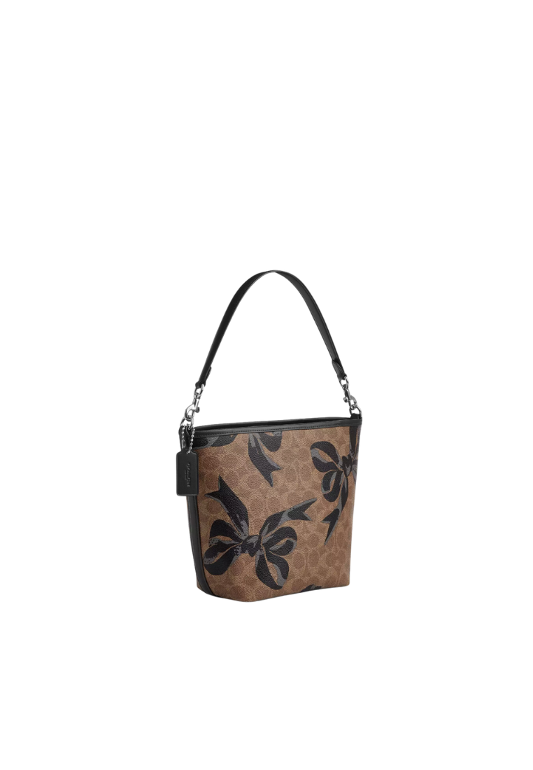 Coach City Bucket Bag With Bow Print In Tan Black Multi CY651