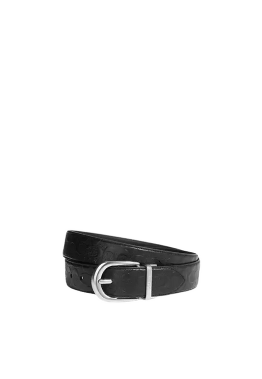 ( PREORDER ) Coach Classic Buckle Cut To Size Reversible Belt In Silver Black CF271