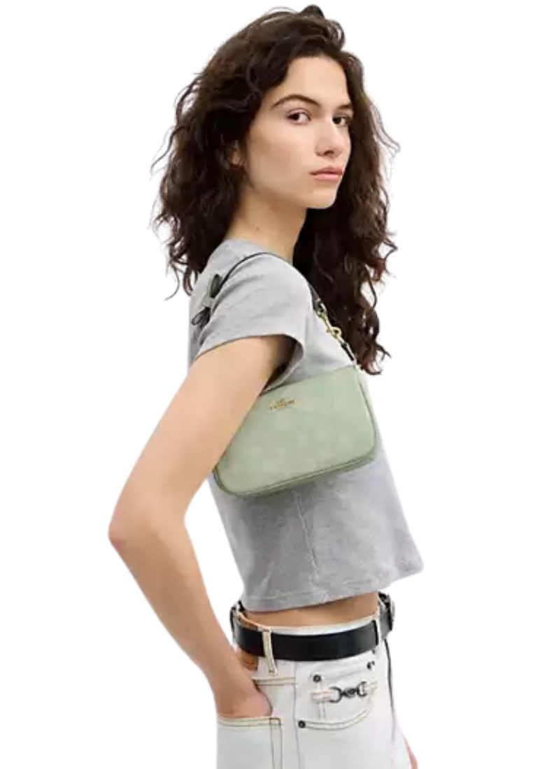 Coach Nolita 19 HandBag With Floral Print And Bow In Pale Green CDW28