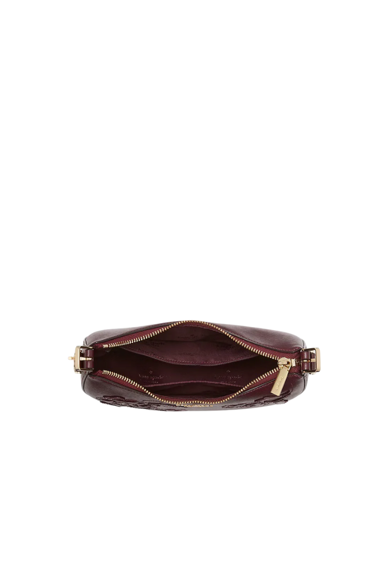 Kate Spade Nova Floral Applique Crescent Handbag Bifold In Dark Merlot KL938