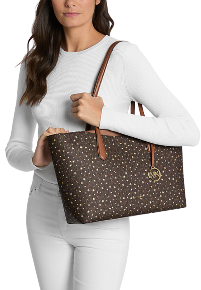 ( PREORDER ) Michael Kors Arden Large Printed Signature Logo Top-Zip Tote Bag In Brown 35F5G4XT3I