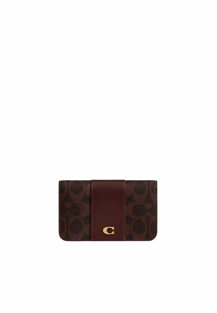 ( PREORDER ) Coach Essential Slim In Signature Canvas Card Case In Brass Maple CR542
