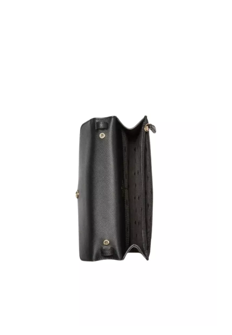 Kate Spade Tinsel K9336 Glitter Fabric Flap Crossbody In Black