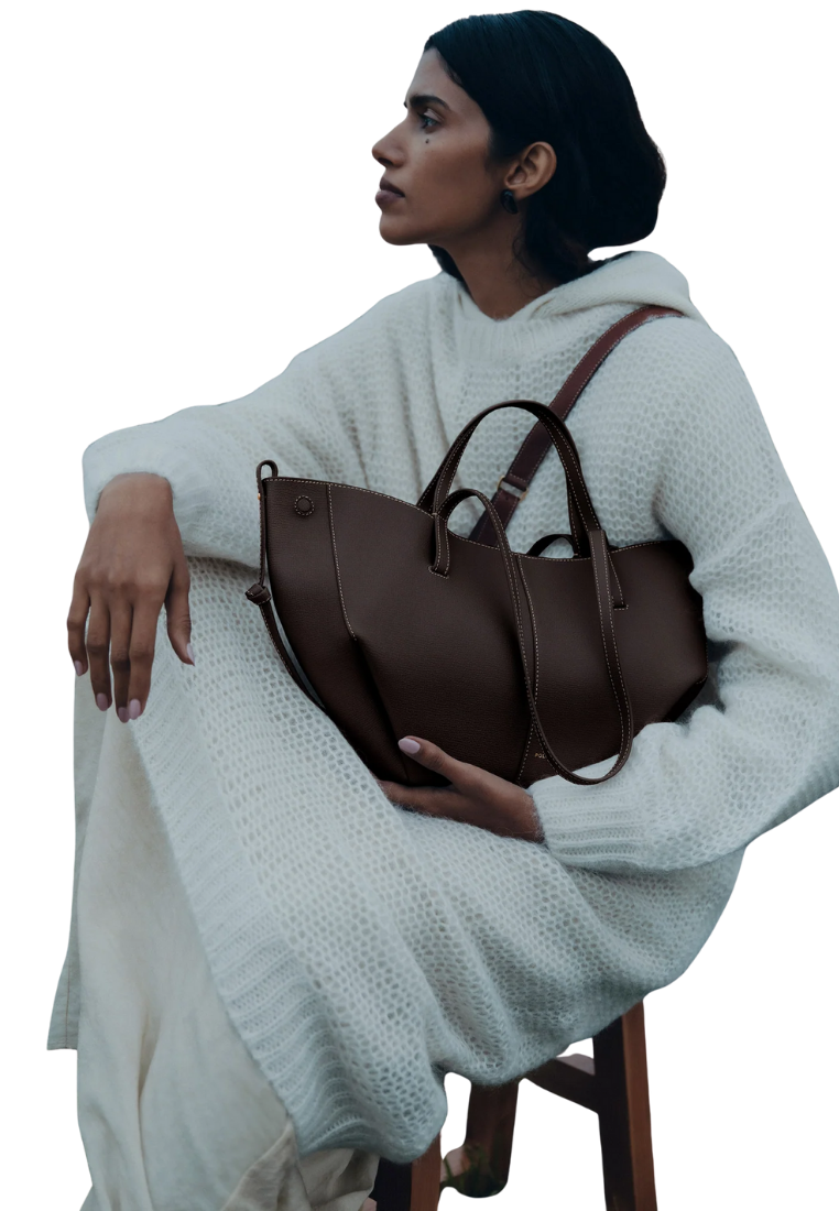 ( PREORDER ) Polene Cyme Mini Shoulder Bag In Textured Ebony