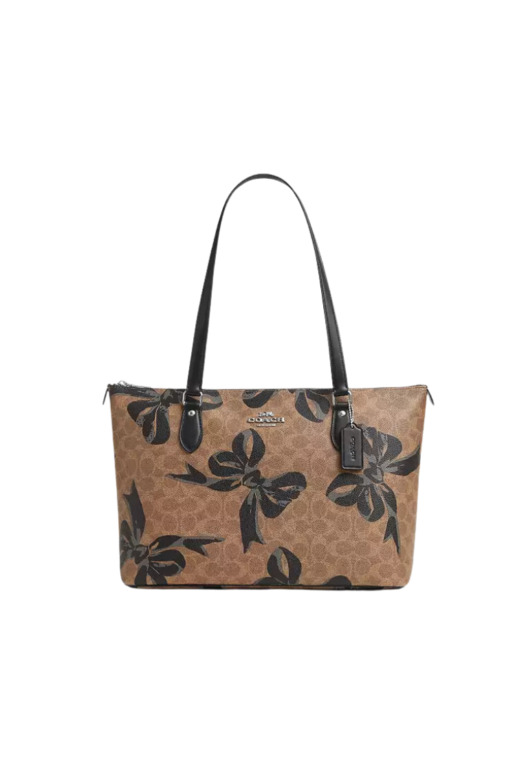Coach Gallery Tote Bag With Bow Print In Tan Black Multi CZ174