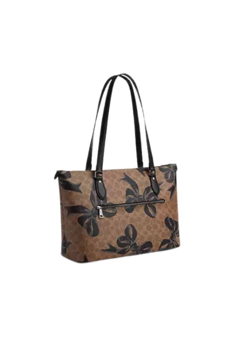 Coach Gallery Tote Bag With Bow Print In Tan Black Multi CZ174