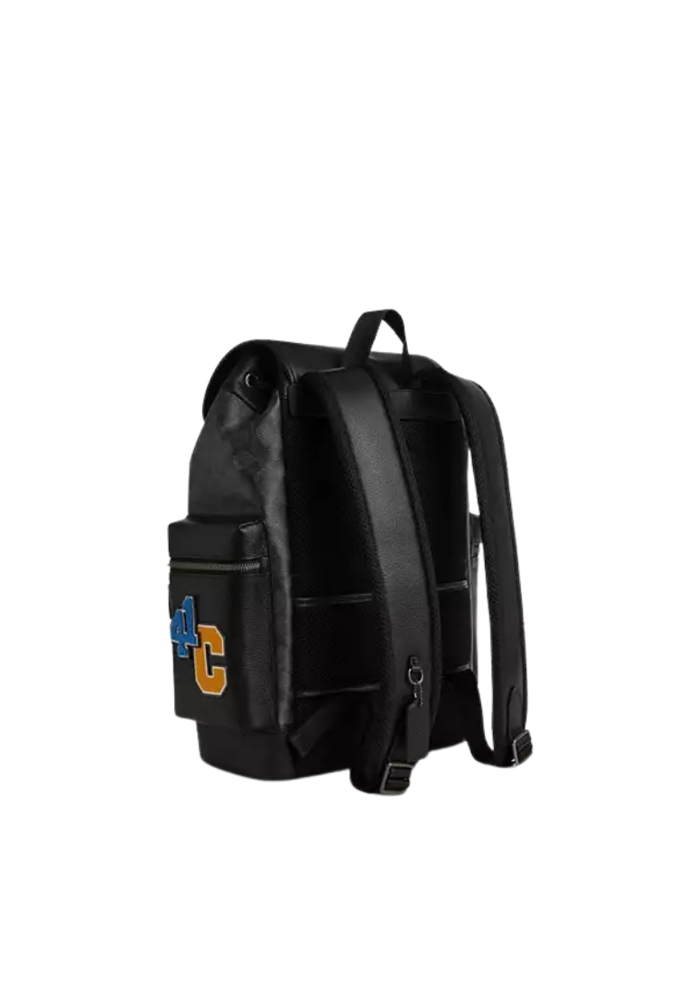 ( PREORDER ) Coach Sprint In Signature Canvas With Patches Backpack In Gunmetal Charcoal Black CBM49