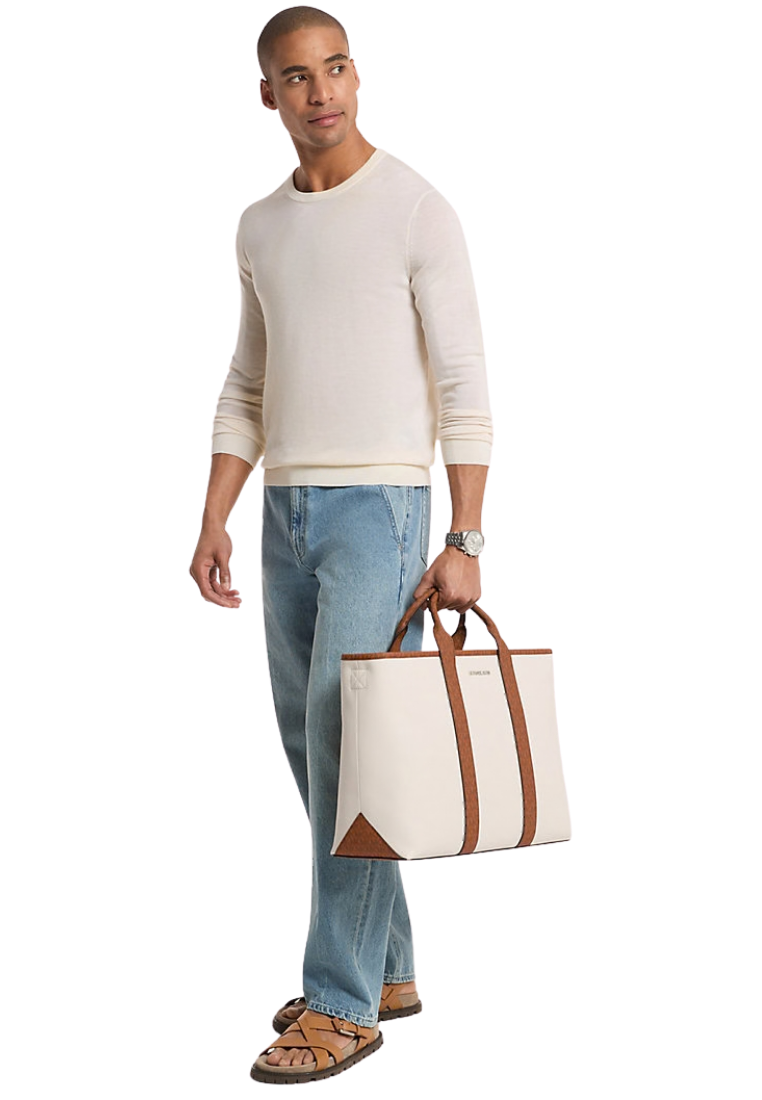 ( PREORDER ) Michael Kors Cooper Medium Signature Logo Tote Bag In Light Cream 37S6LCOT7L