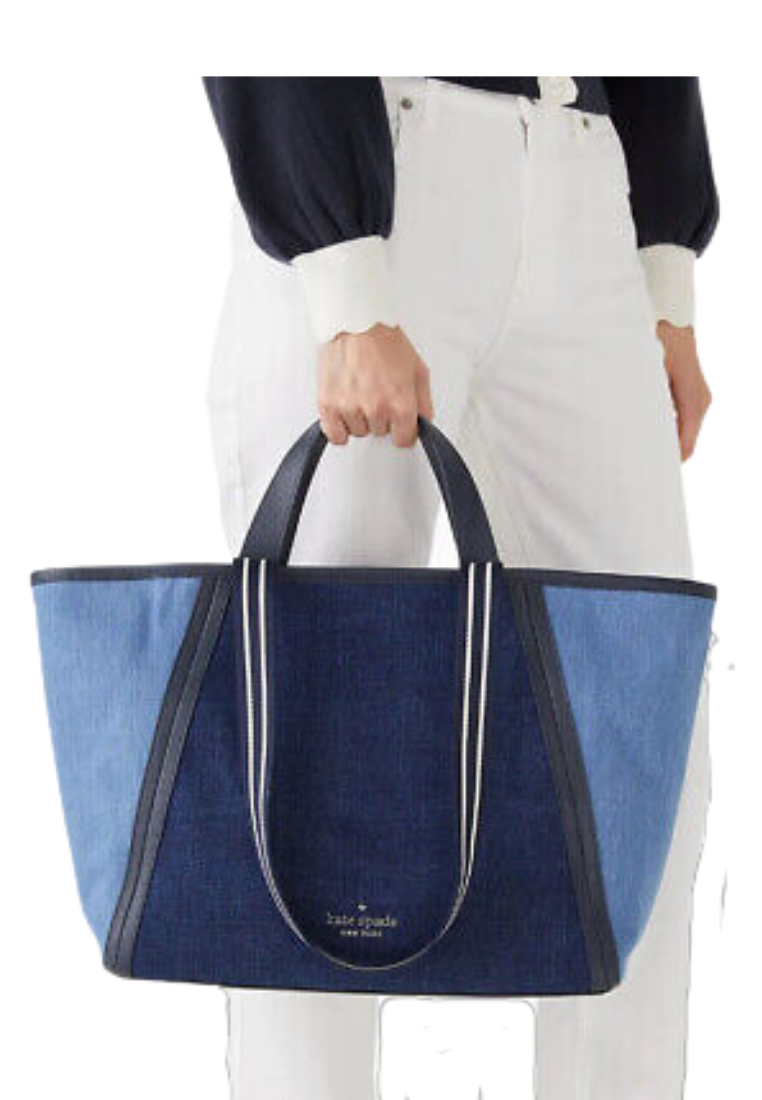 Kate Spade Rosie Tote Bag Colorblock Denim In Blue Multi KA798