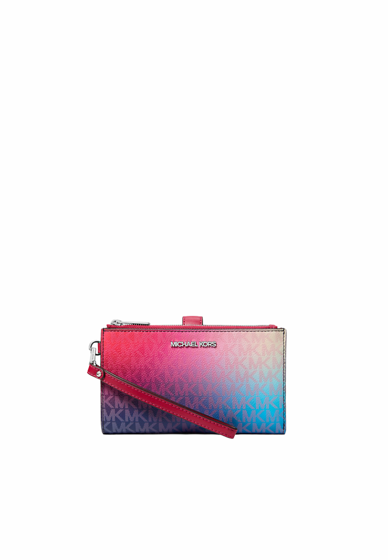 Michael Kors Jet Set Large Ombre Signature Logo Wallet In Dark Raspberry Multi 35F5STVW3B