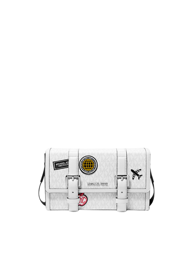 Michael Kors Cooper Embellished Signature Logo Trunk Crossbody Bag In Bright White 37R5LCOM1B