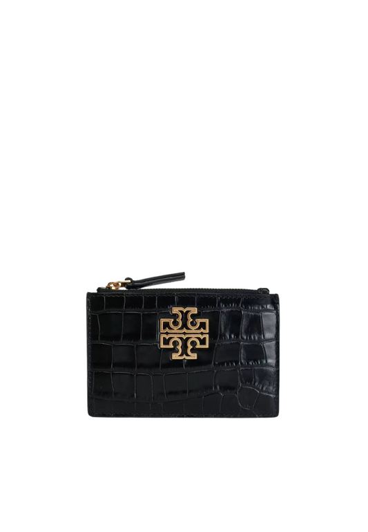 Tory Burch Britten Embossed Zip Card Case In Black 141067
