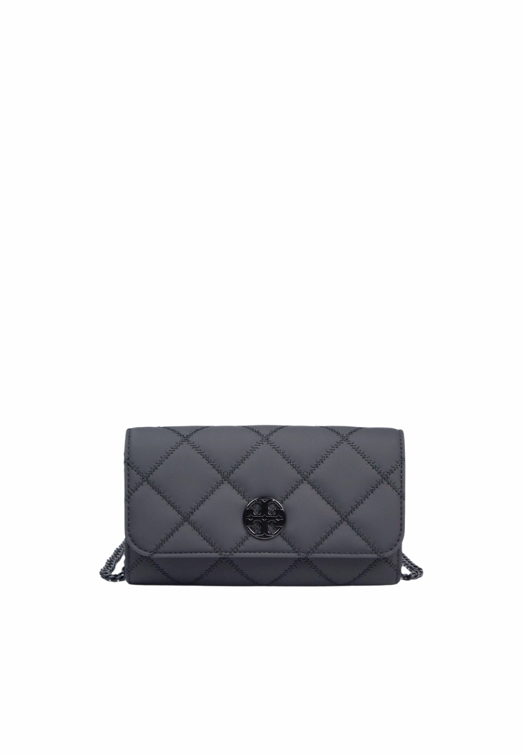 Tory Burch Willa Matte Black Quilted Chain Wallet Crossbody Bag In Black 164056