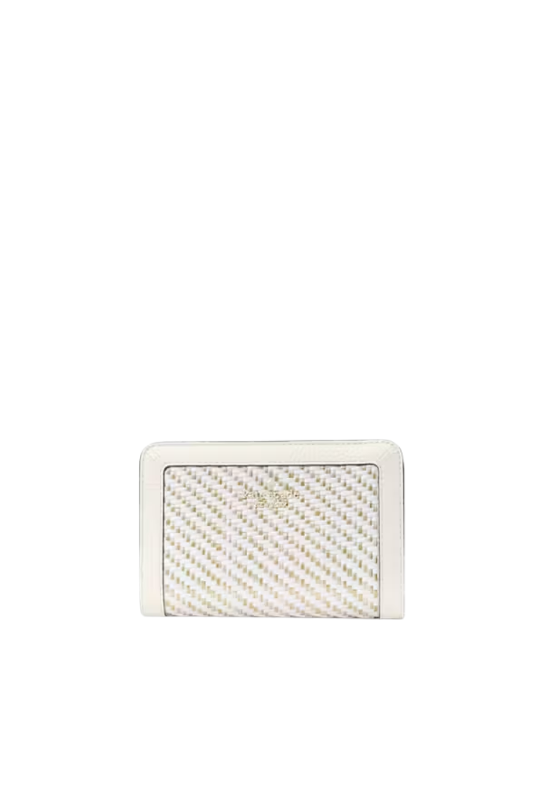 Kate Spade Lena Straw Wallet Medium Billfold In Meringue KK925