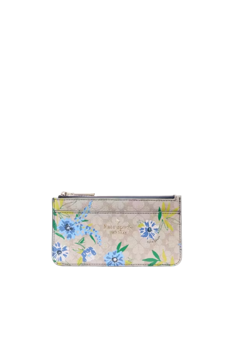 Kate Spade Spade Flower Floral Large Slim Card Holder In Blazer Blue KK913