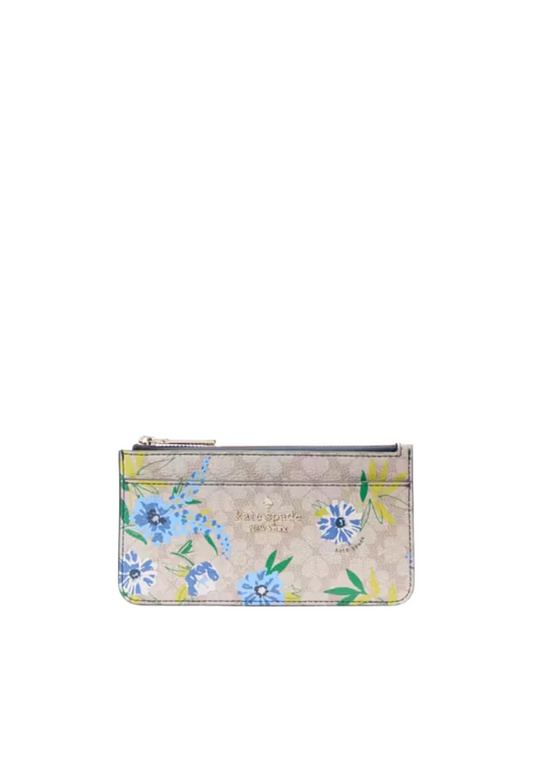 Kate Spade Spade Flower Floral Large Slim Card Holder In Blazer Blue KK913
