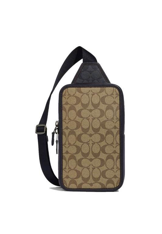 Coach Sullivan C9865 Pack With Blocked Signature Canvas In Khaki Charcoal