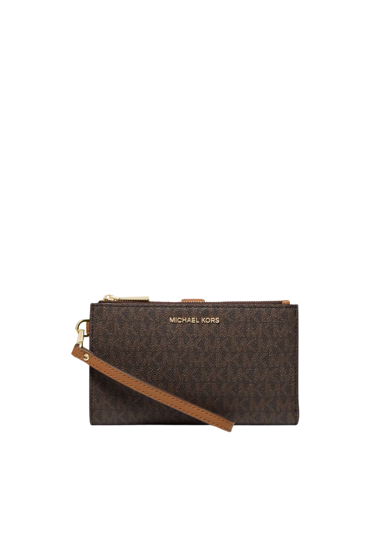 Michael Kors Jet Set Travel 35F8GTVW0B Large Double Zip Wristlet In Brown Acorn