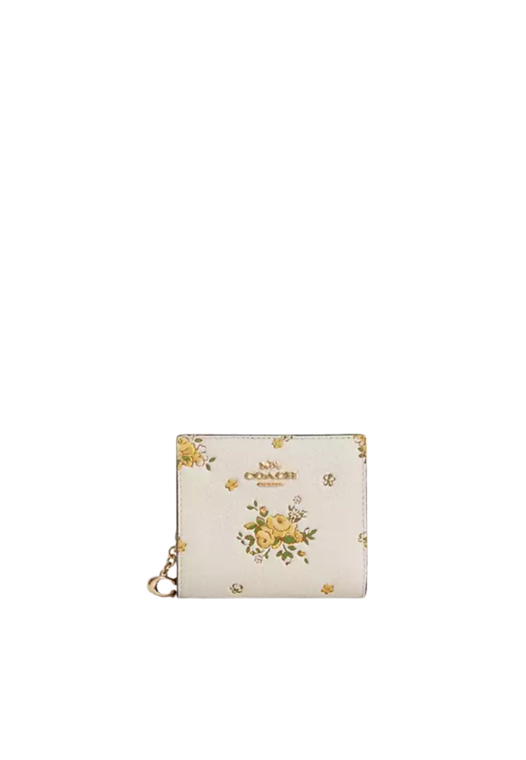 Coach Snap Wallet With Floral Print In Chalk Multi Cap15